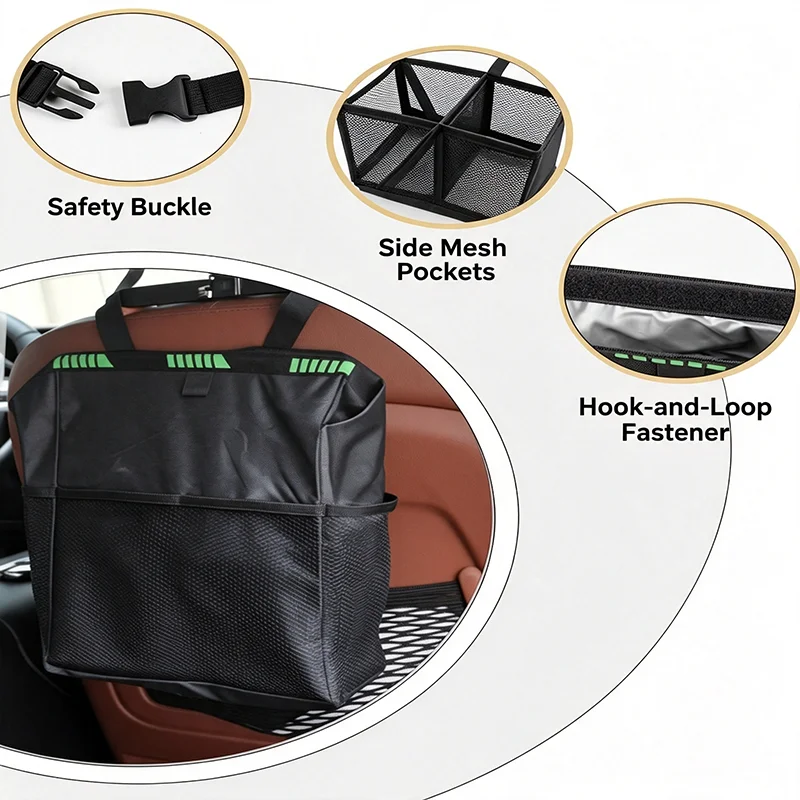 Multi-Functional Car Storage B - Waterproof Car Trash Can With Lid recension och pris