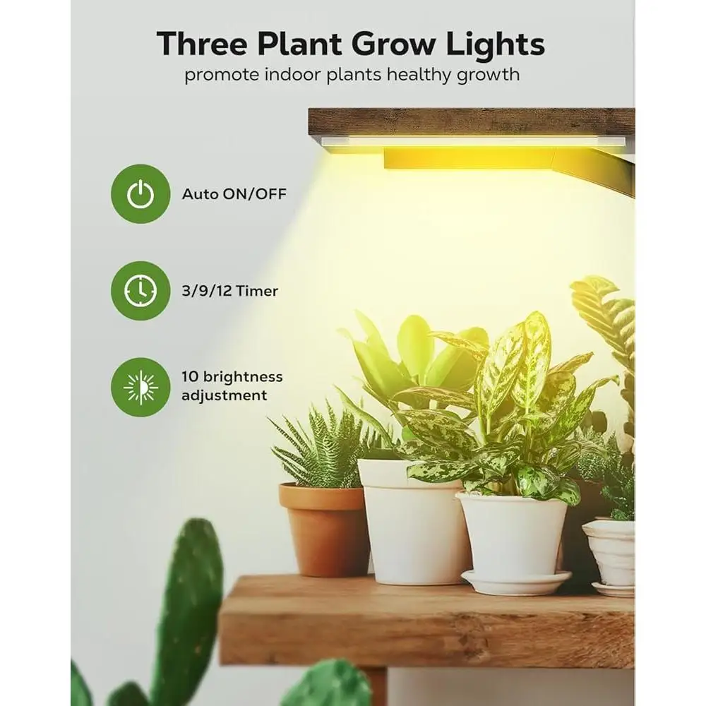 屋内植物スタンド グローライト付き 多層植物棚 61インチ 金属製植物ラック ストレージオーガナイザー ホーム&ガーデン