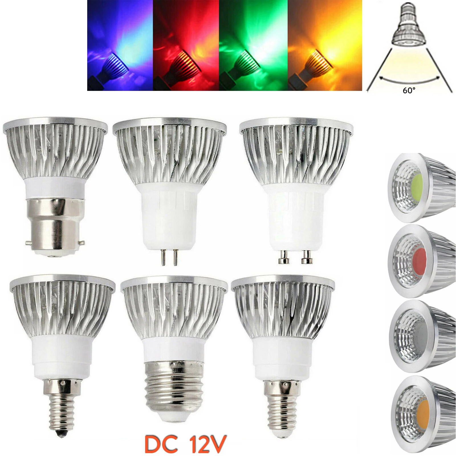 

6W 9W 12W LED COB Spotlight E27 GU10 E14 E12 B22 GU5.3 5W Bulbs Spotlights Home White Lamps Blue Luminaire for Living Room