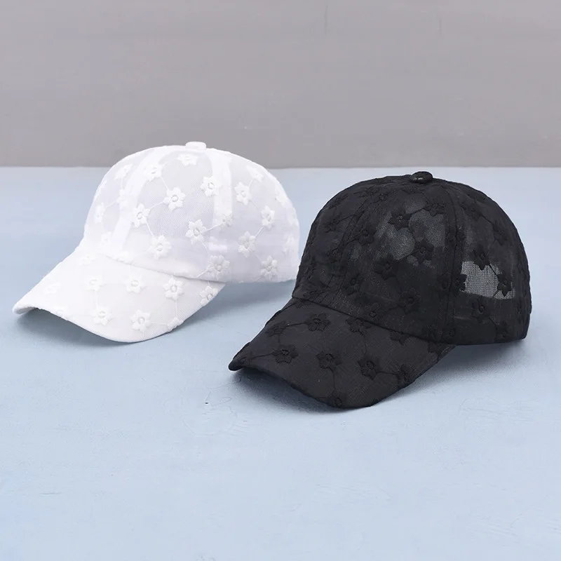 Lace Kids Caps Girls Baby Snowflake Embroidered Baseball Caps Summer Fashion Hollow Breathable Mesh Hats Ladies Trucker Hats