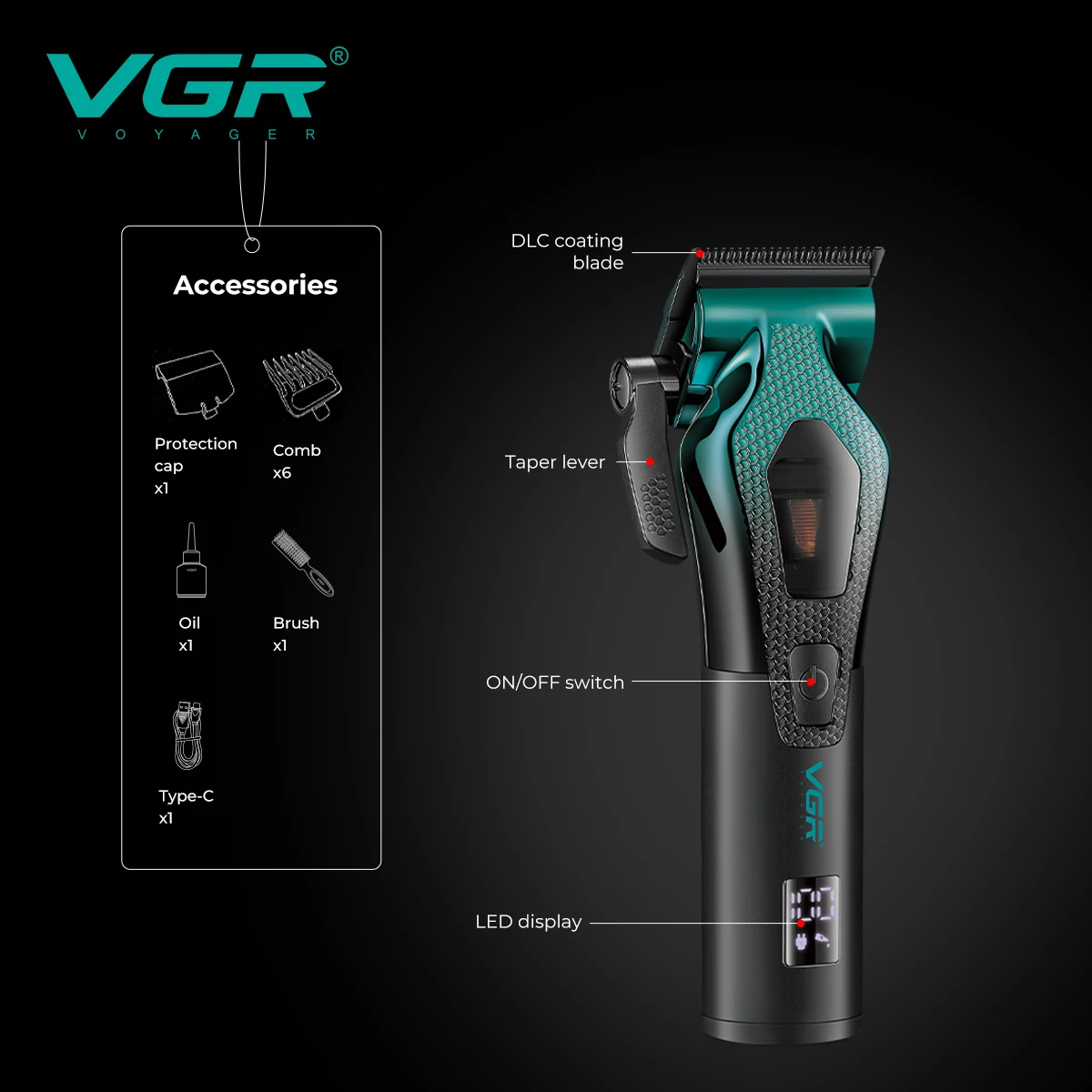 VGR Clipper And Trimmer Set Vgr 271 Trimmer Barber 9000 R 390 Professional Barber Clipper Set 41