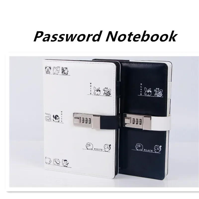 Lock Diary Faux Leather PU Password Book Business Notepad Constellation Notebook Pupil Cute Cartoon Writing Pads Stationery