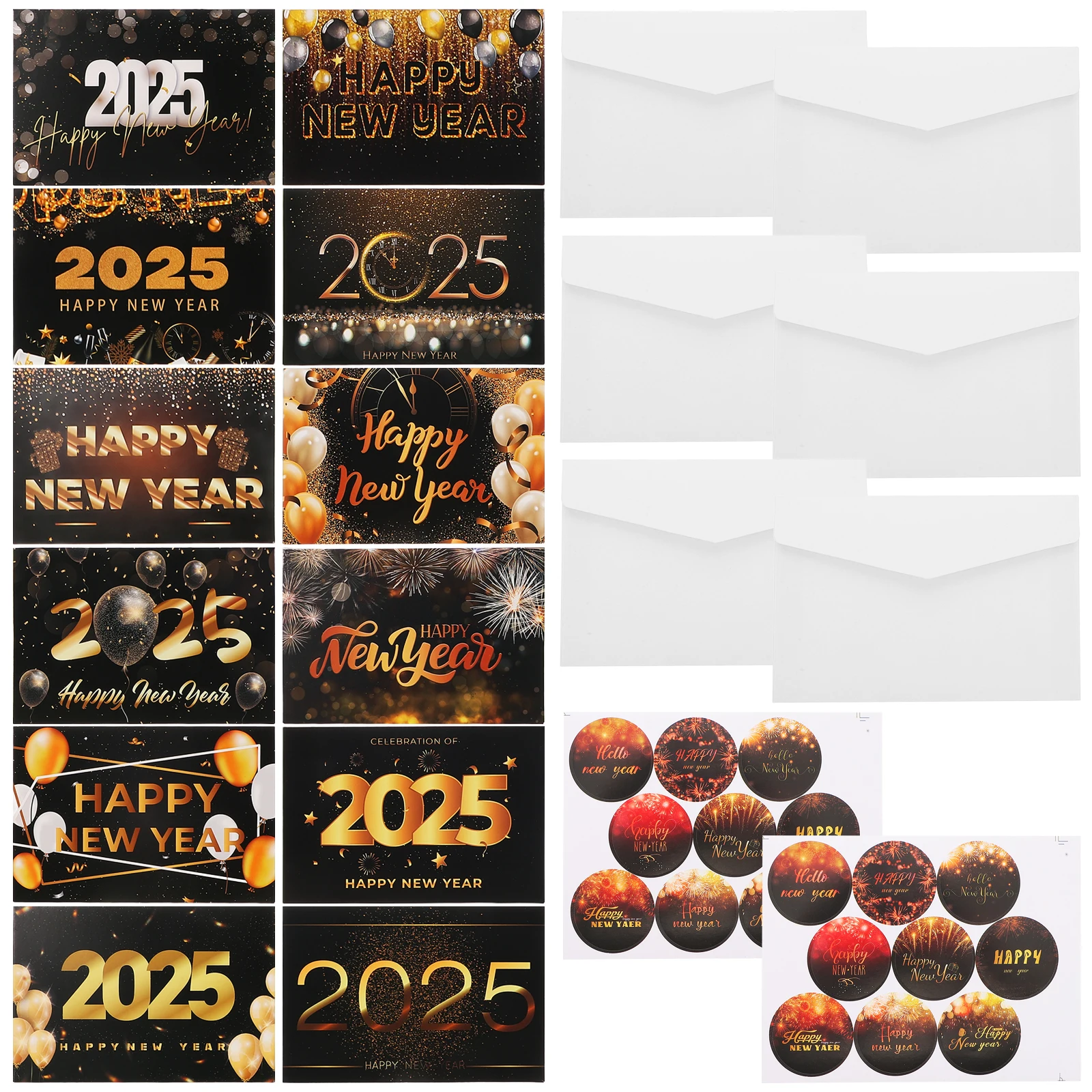 

Набор открыток «С Новым годом»: 1 комплект, стикеры, конверты, пустые открытки для пожеланий, универсальное применение, праздничные принадлежности для вечеринок