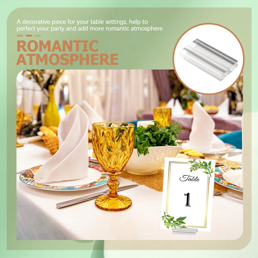 4pcs Transparent Acrylic Place Card Holders For Wedding Table Decorations Memo Picture Stand Base Table Number Holder Card