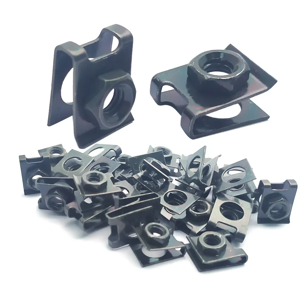 

100pc U-Type Clips with Nut M6 for Car Motorcycle Scooter ATV Moped E-bike Plastic Cover Metal Retainer 6mm Fasterners Retain