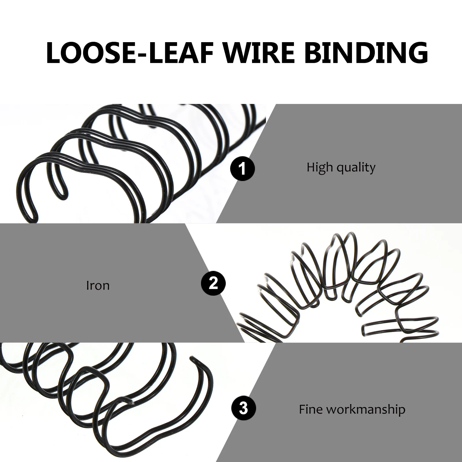 50 Pcs Coil Loose-leaf Notebook Double Ring Bind Wire Binding Rings Heart-shaped Spiral DIY Spines Black