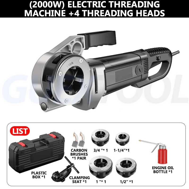 2200W Handheld Galvanized Pipes Electric Threading Machine,Small Manual Metal pipes Quick Twisting Plate Thread Cutting Tool