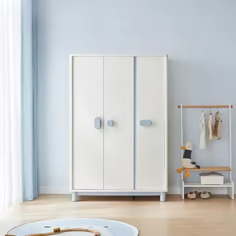 Premium Nordic White Child Wardrobe Girls Wood Cute Apartment Cupboard Wardrobe Bedroom Guarda Roupa Solteiro Kawaii Furniture