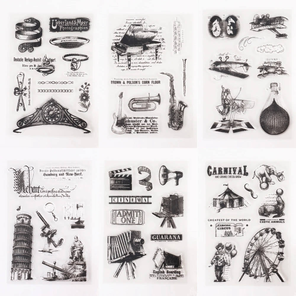 Serie Vintage timbri in Silicone trasparente diario manuale fai da te Scrapbooking decorazione Collage artigianato timbri artistici in gomma estetica