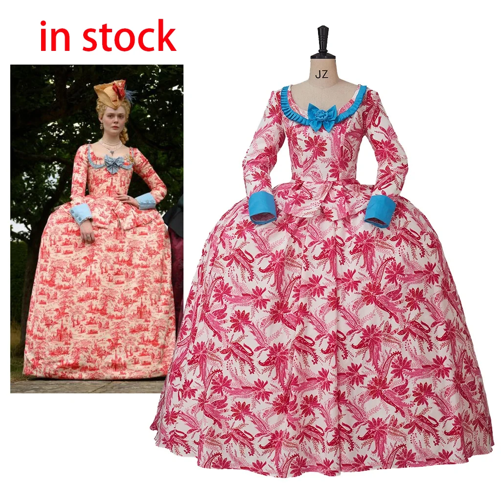 

The Great 3 Catherine Cosplay Costume Dress Rococo Queen Fashion Ball Gown Women Halloween Queen Print Pink Gown
