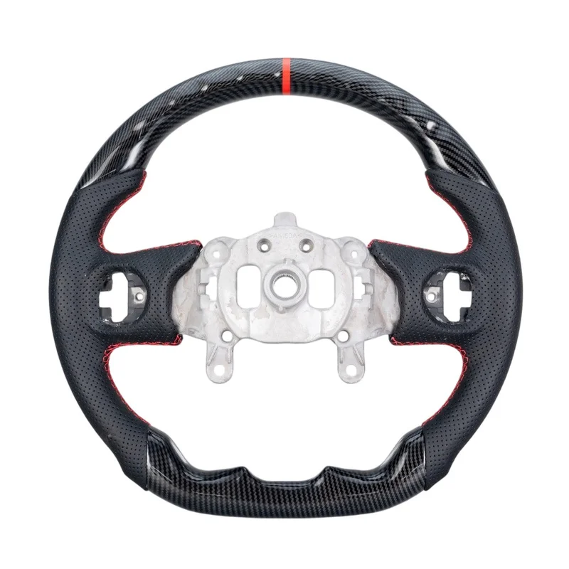 For Jeep Steering Wheel Horn Cover Carbon Fiber Line Red Center Mark Style 2017-2024 Shell