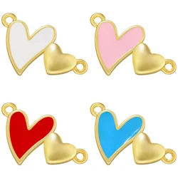 ZHUKOU heart connectors for DIY handmade bracelets Enamel Dropping Oil charms connectors jewellery making supplies VD1270