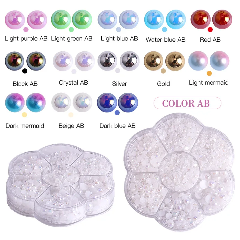 

5600Pcs Charm Semicircle Mermaid Pearls Nail Art Decorations Fashion Jewelry Ornament Designs Manicure DIY Accessories AB Color