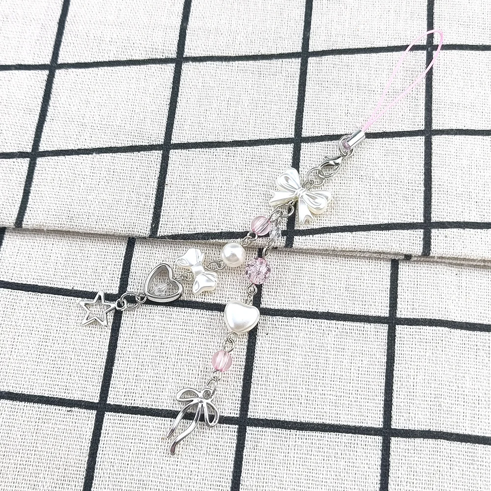 Pendentif perlé, chaîne de téléphone à la mode, porte-clés, sangle de téléphone portable, breloques décoratives perlées pour sac à main, porte-clés de téléphone portable