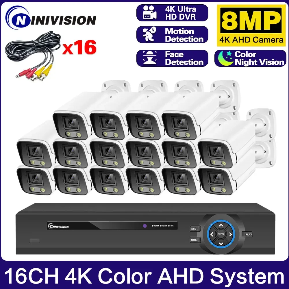 

4K Ultra HD AHD Video Surveillance System Kit 16CH DVR Security Camera System Set 8MP Color Night Vision CCTV Camera Kit 8CH P2P