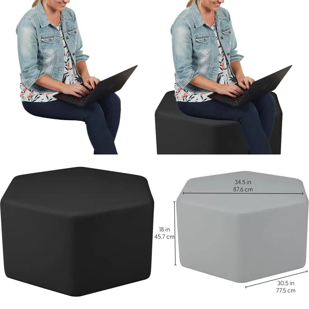 

Пуфик с шестиугольным акцентом 18 — мягкая мебель премиум-класса для различных настроек — черный