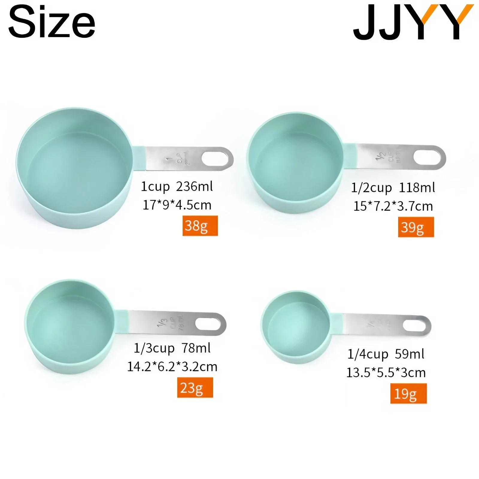 JJYY 4PCS/1Set Measuring Cup Multi Purpose Cup Measuring Tools PP Baking Accessories Stainless Steel Handle Kitchen Tools