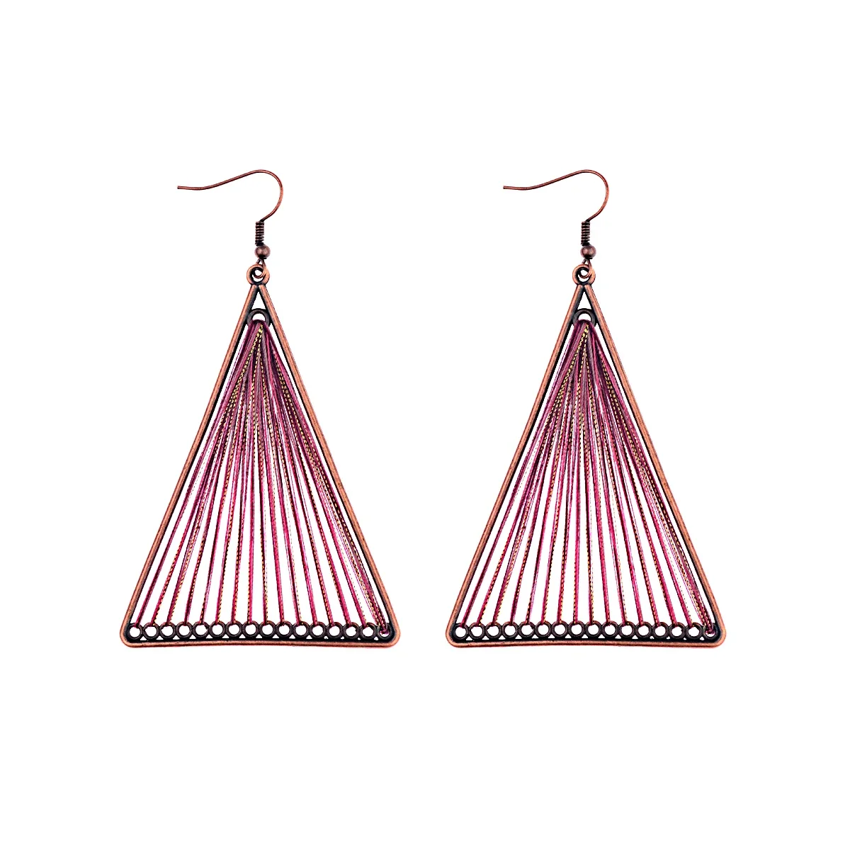 Boho Multi-Style Handmade Thread Wrapped Earring for Women Fashion Rope Wrap Round Triangle Dangle Earrings Female Jewelry Gift image 3