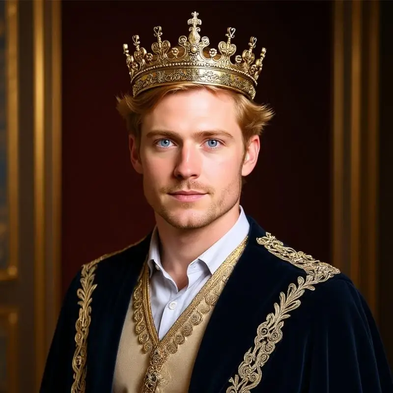 

P9FE Luxurious Gold Tone King Headpiece For Men Fits Various Outfits