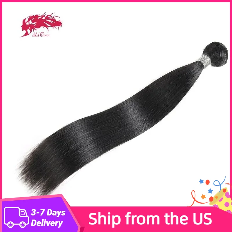 

Волосы Ali Queen, прямые пучки человеческих волос, бразильские волосы Remy, плетение натуральных волос, 50 г/100 г, 1 шт., доставка из США