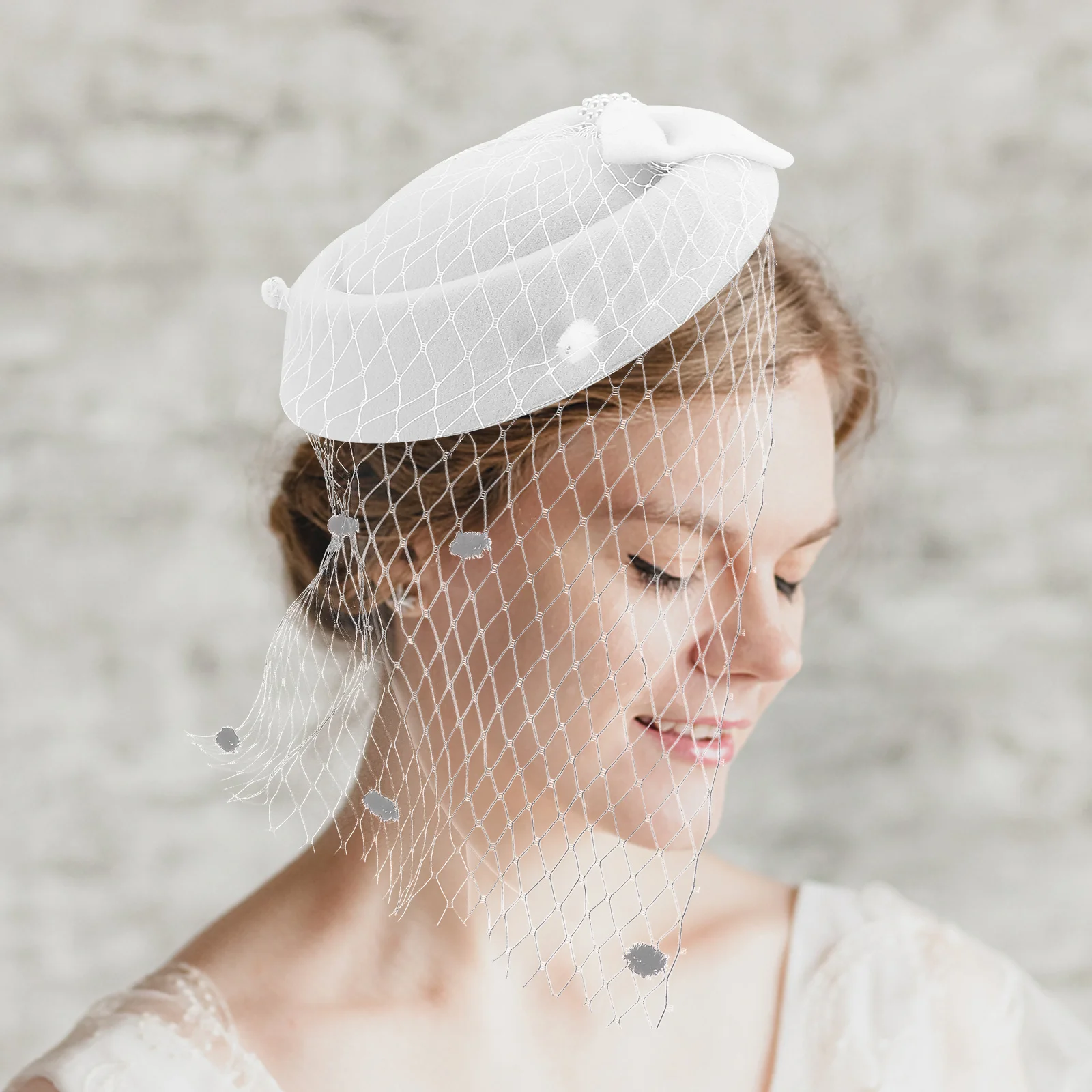 مجموعة واحدة من قبعة علوية كلاسيكية وقفازات من الدانتيل، إكسسوار أنثوي رشيق للتصوير الفوتوغرافي وحفلات الشاي وأحداث الكنيسة
