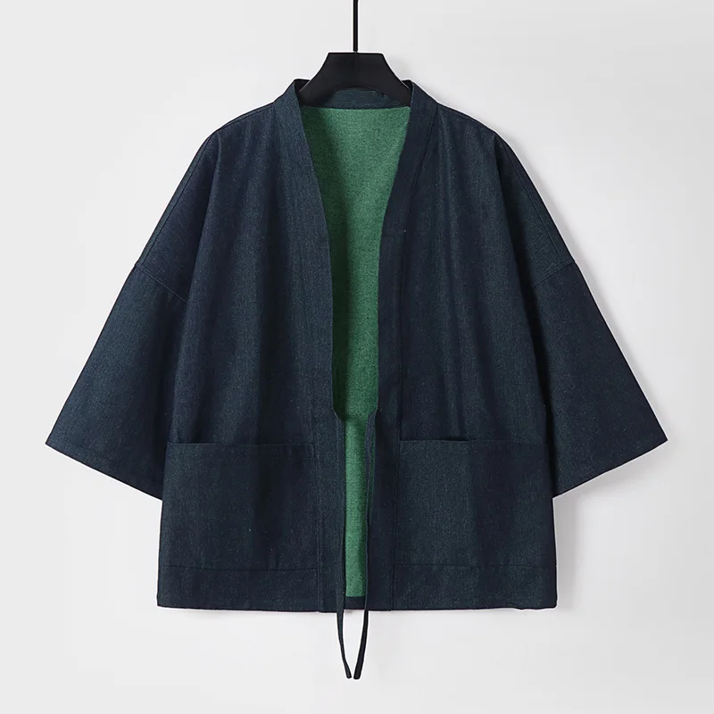 Denim Shirts Men 8XL 9XL Plus Size Kimono Shirts Summer Cardigan Jacket Fashion Casual Solid Color Shirts Big Size