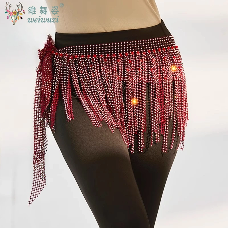 جديد إمرأة لامعة الرقص الشرقي الخصر سلاسل الرقص الشرقي الهندي ملابس رقص اكسسوارات شرابة متعدد الطبقات وشاح الورك التنانير #2