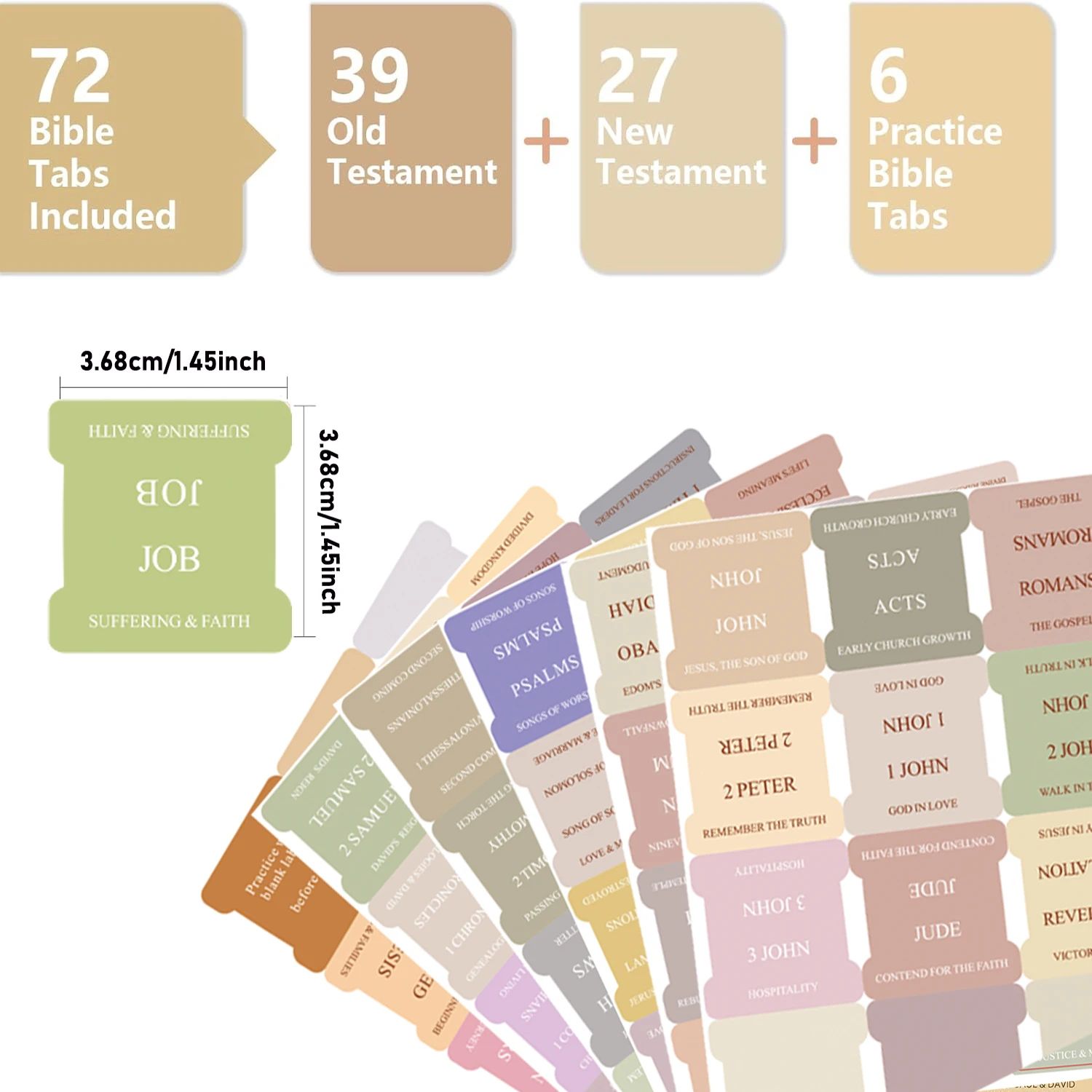 72 Bible Tabs with Soul Nourishing Summaries - Peel & Stick, Laminated, Large Print - Perfect for Men & Women's Study Bibles