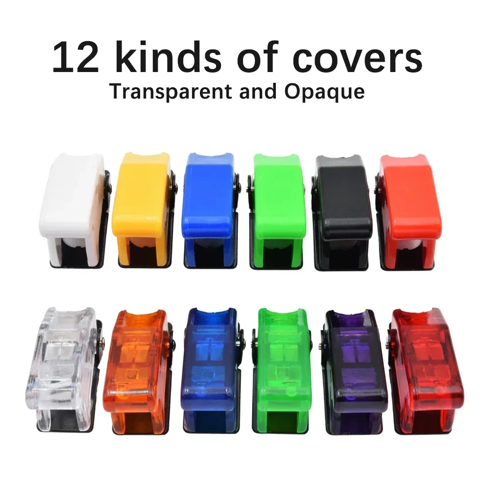 5pcs Safety Dustproof 12mm Toggle Switch Flip Up Cap Dust Cover Guard for Auto Car Boat Truck Aircraft Light Red Black Green