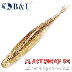 B&U-Floating Super Fluke Fishing Lures, Artificial Soft Baits, Bass Pike Fishing, Minnow Fishing Lures, 125mm