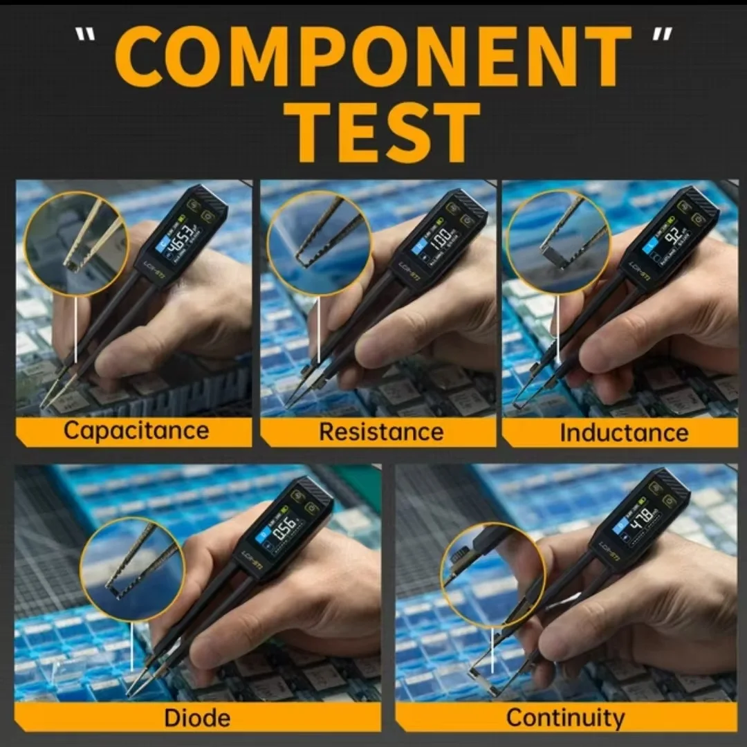 LCR-ST1 Mini Intelligent Tweezer 0.3V-0.6V Tweezer-type LCR SMD ESR Tester Capacitance Inductance Continuity Diode Meter Tool