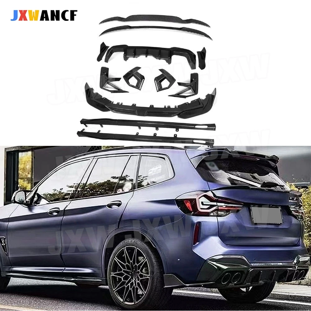 

JXWANCF Автомобильный передний бампер, задний диффузор, задний спойлер, боковые юбки, бампер, сплиттер, Bodykit для BMW X3M F97 2022+ Dry Carbon