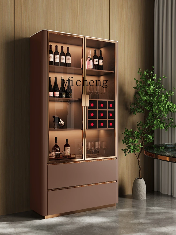 Zf Light Luxury Wine Cabinet Simple Modern Home Wall High-End Display Small Apartment Glass Cabinet Integrated