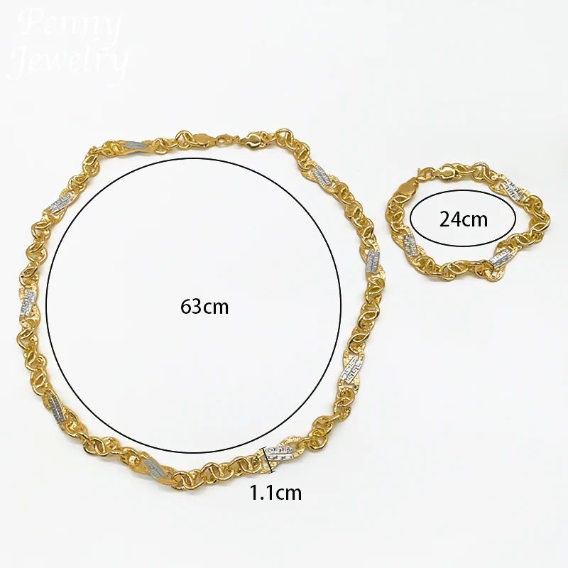 Dubai Gold Plated Jewelry Set for Men Women Hip Hop Necklace Bracelet Fashion Engagement Jewellery for Party Wedding Gifts