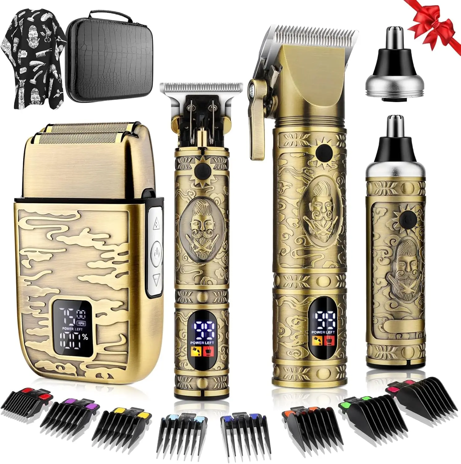 2026 New Upgrade Cordless Men's Hair Clippers, T-Blade Trimmer, Nose Hair Trimmer, Electric Shaver Set, Professional Metal Body