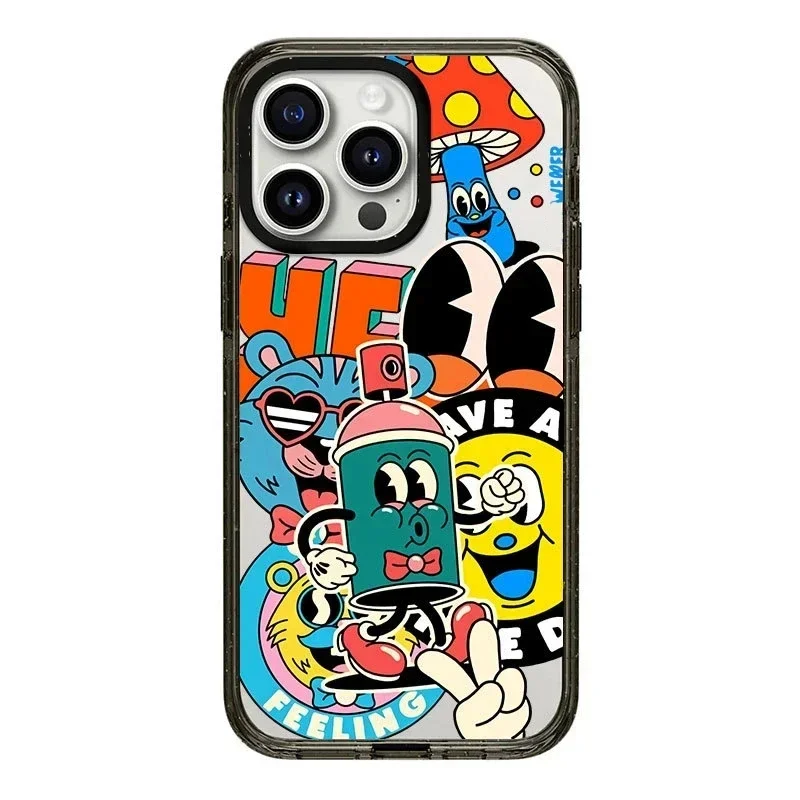 

2.0 Upgrade Acrylic Border Ghost Graffiti Phone Case Cover for iPhone 11 12 13 14 15 16 Pro Max Case for iPhone 16 Pro