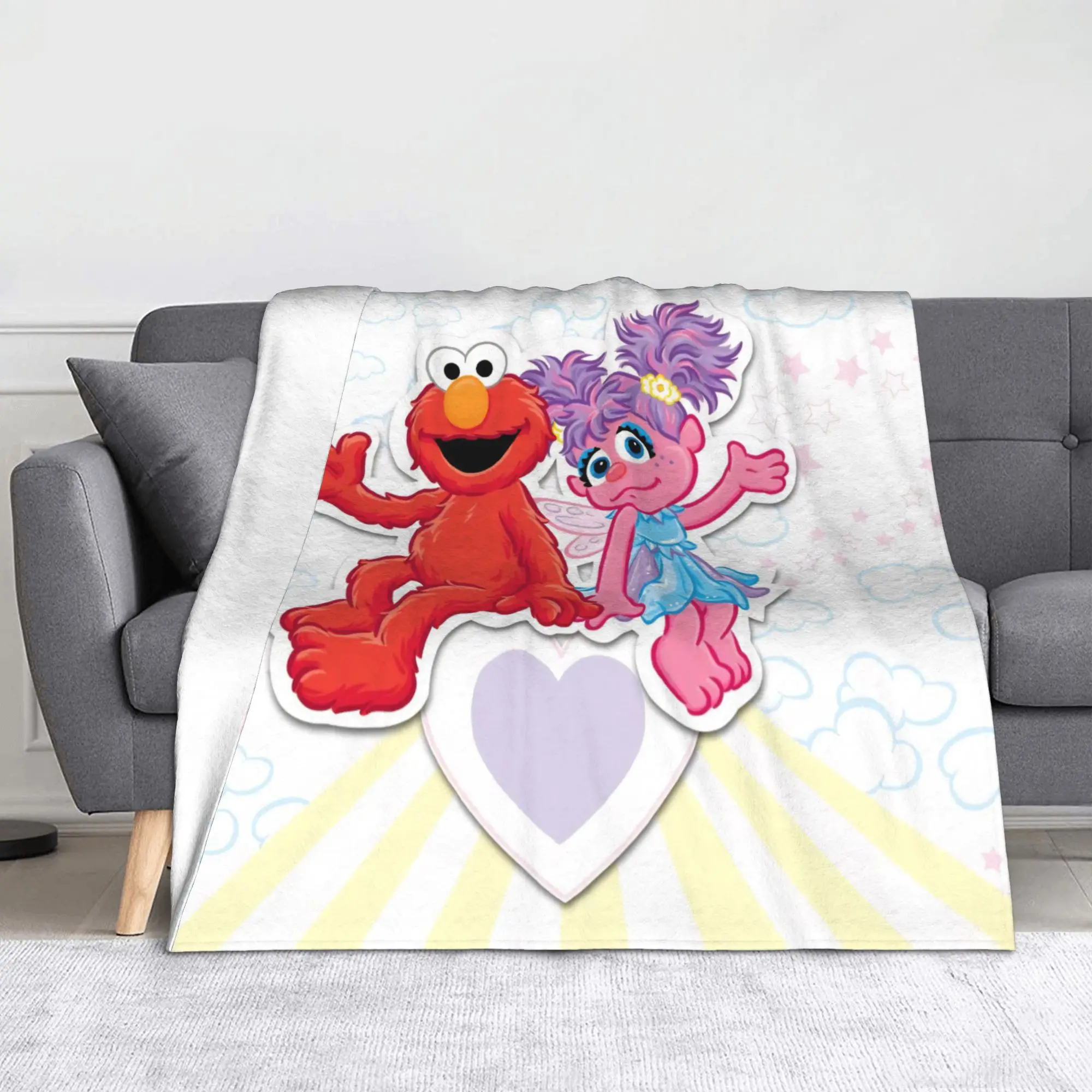 

Sesame Street Cartoon Flannel Blanket Elmo Abby Funny Throw Blanket for Home Hotel Sofa 200x150cm Rug Piece