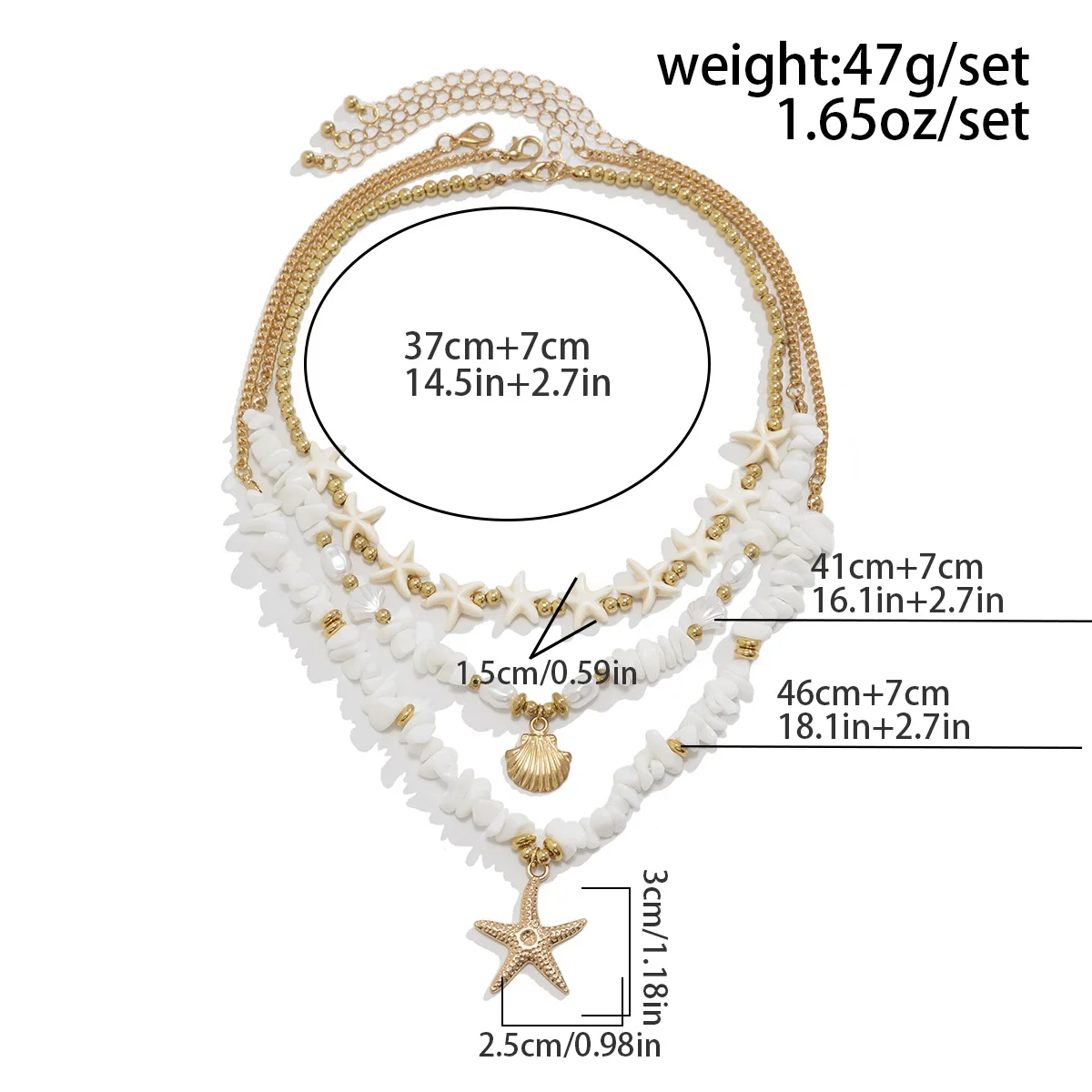 Pearl Shell Bead Starfish Multi-layer Clavicle Chain Necklaces for Women Light Luxury Beach Sand Holiday Party Fashion Jewelry