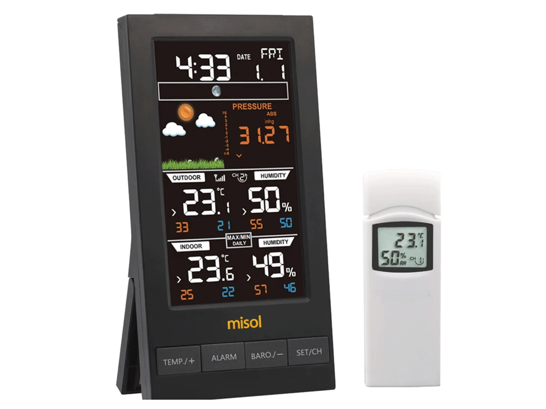 1 pcs of misol/Wireless weather station with 1 sensorHousehold wireless station 3 channels, color screen,indoor / outdoor