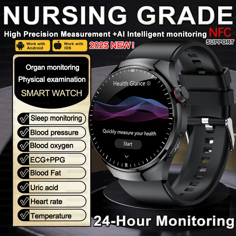 

2025 New For HUAWEI Accurate Blood Pressure Lipids Uric acid Smart Watch Men ECG+PPG Blood oxygen NFC Health Sports Smart Watch