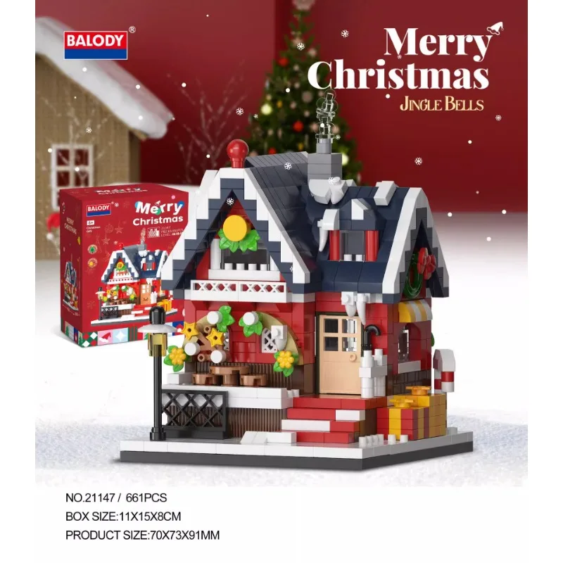 New Christmas Street Scene Building Blocks Candy House Small Particle Model Ornaments Educational Children's Toys Christmas Gift