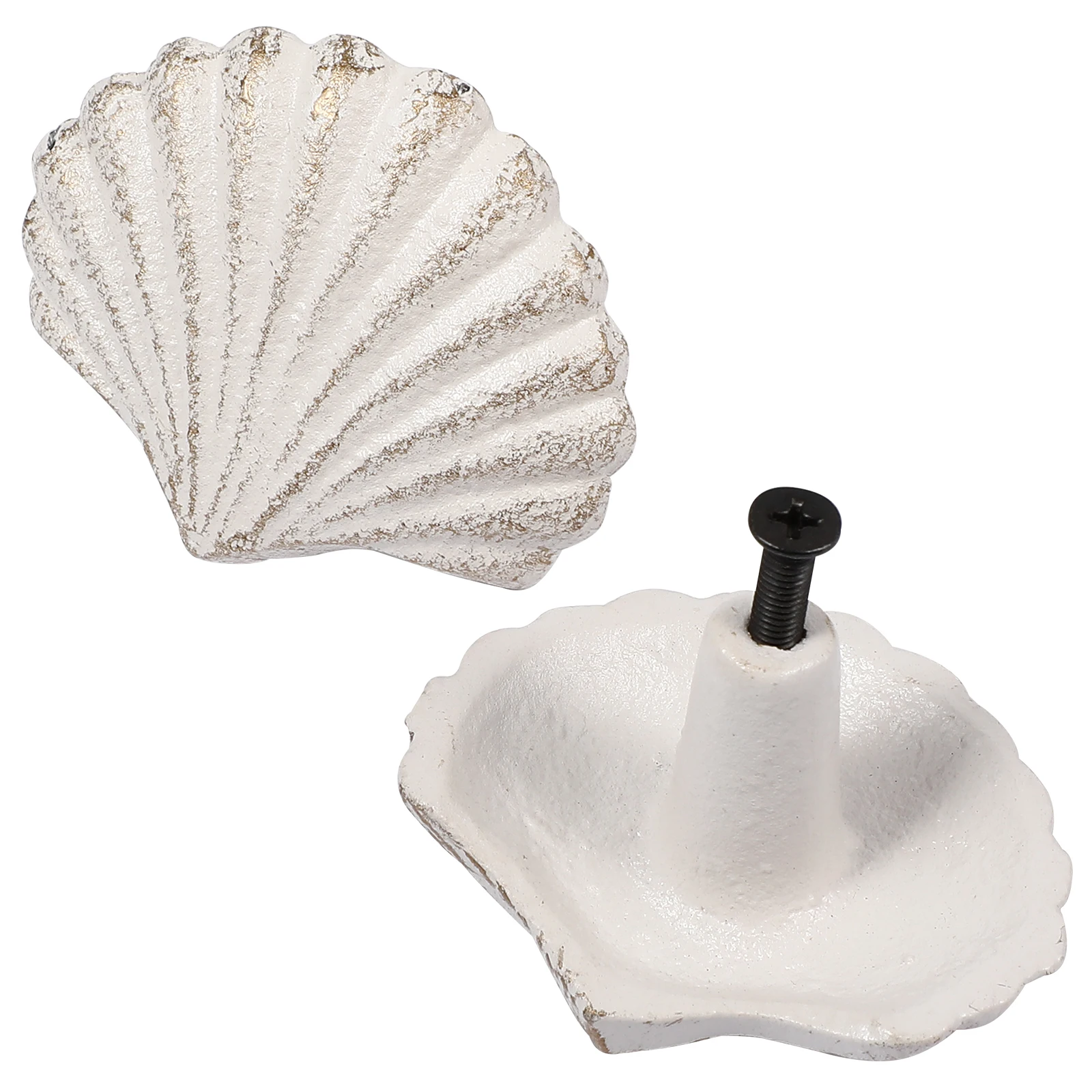 

2pcs White Seashell Retro Marine Style Cabinet Knobs for Kids Dresser Drawer Hardware Decor Ocean Theme Furniture Pulls