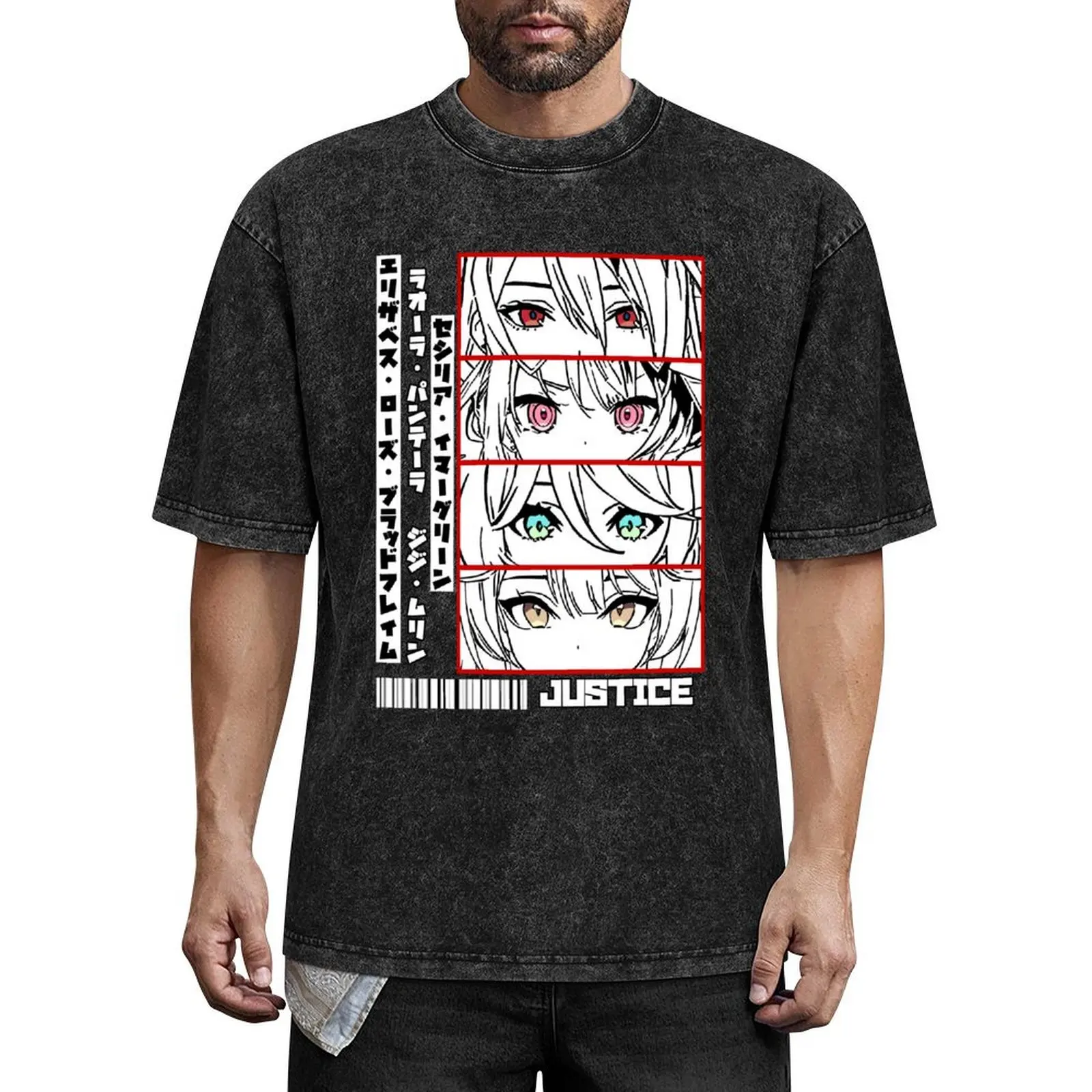 

Holo Justice Panel T-Shirt korean fashion boys animal print Clothing summer tops mens fashion