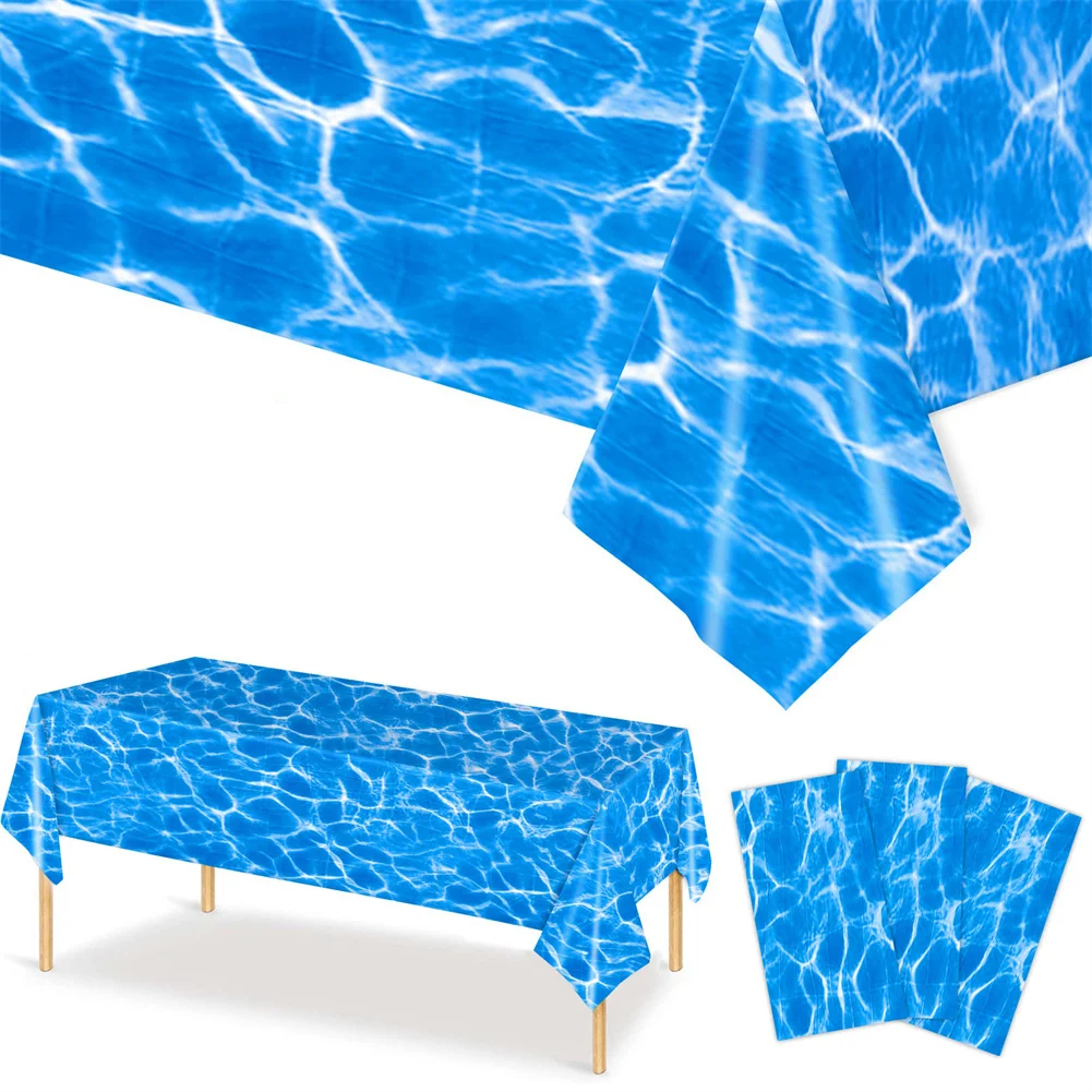 54x108 pollici Ocean Wave tovaglie di plastica tovaglia con stampa d\'acqua tovaglie per feste oceaniche con sfondo marino per la spiaggia