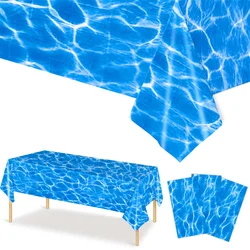 54x108 pollici Ocean Wave tovaglie di plastica tovaglia con stampa d'acqua tovaglie per feste oceaniche con sfondo marino per la spiaggia