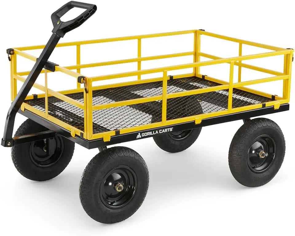 4-Wheel Steel Garden Cart, Yard Cart with 1500 lb Capacity
