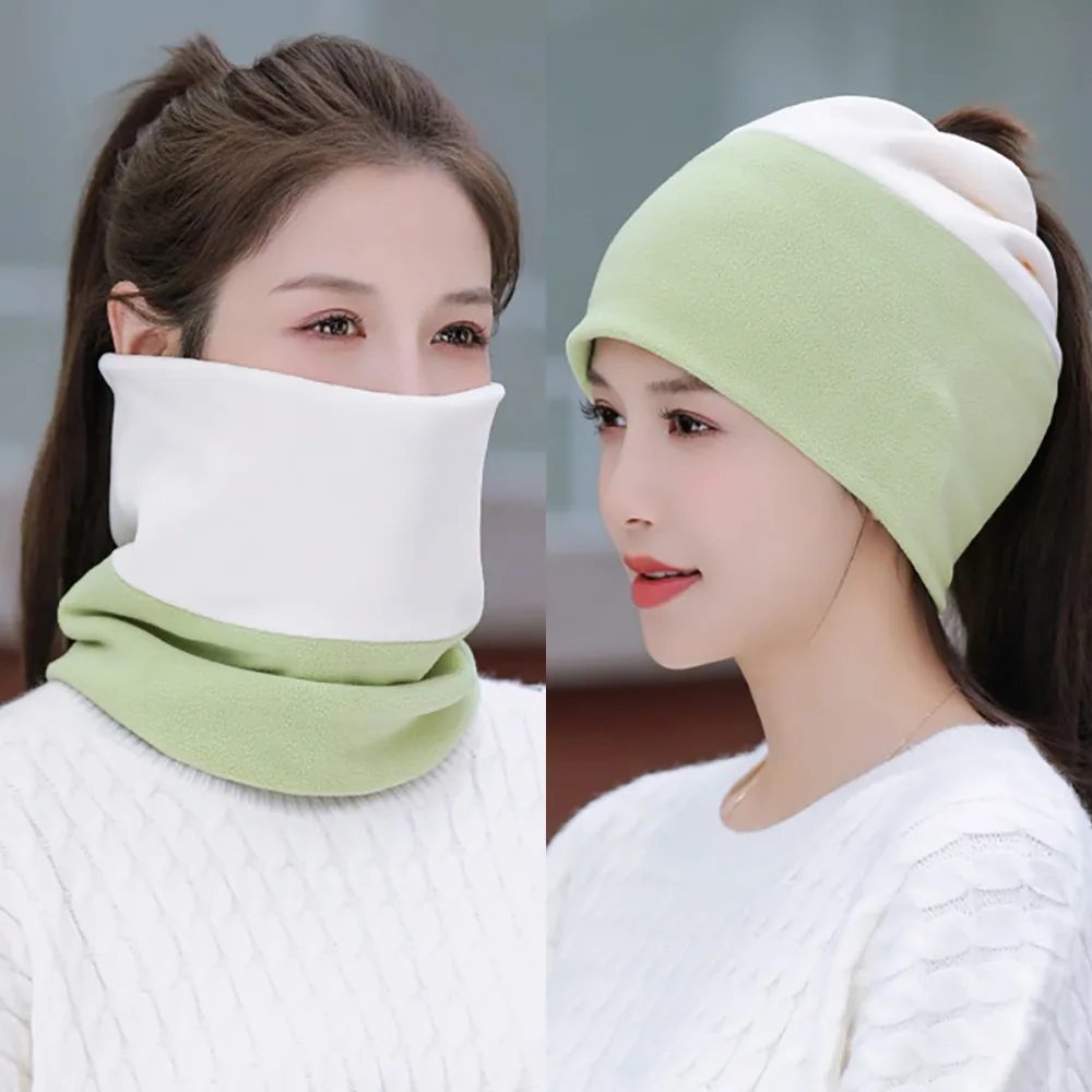 New Thickened Warm Scarves Plush Solid Color Neck Gaiter Cold-proof Collar Outdoor Sports