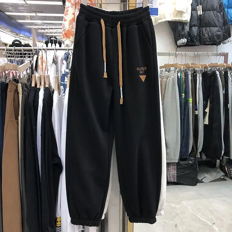 Casual Loose Sports Pants Spring Autumn New Elastic Waist Solid Drawstring All-match Harem Pants Korean Fashion Women Clothes