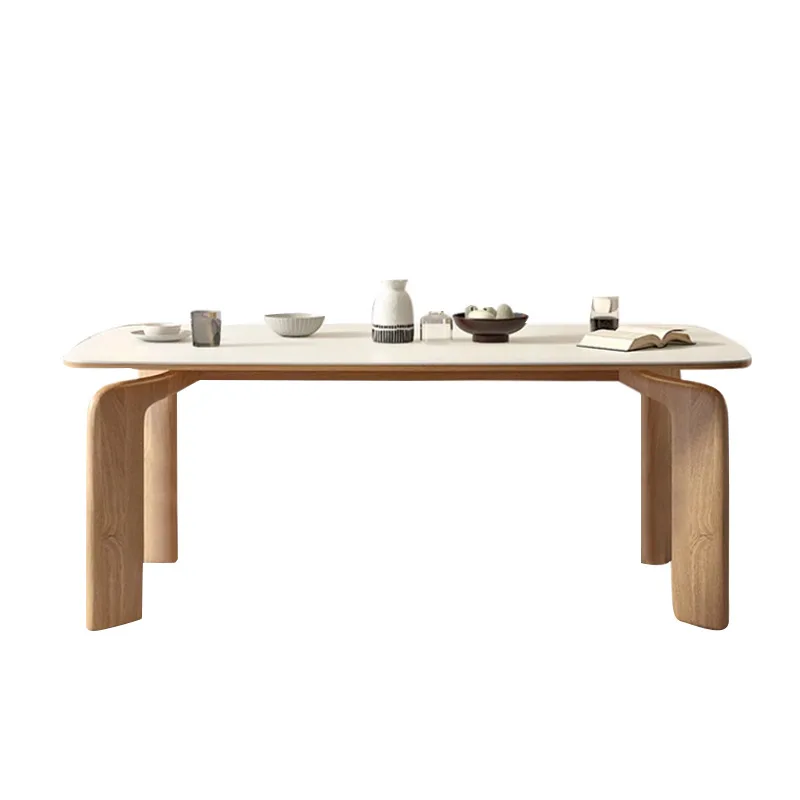 

French style, ash wood, slate, dining table, rectangle, household, small apartment, eating