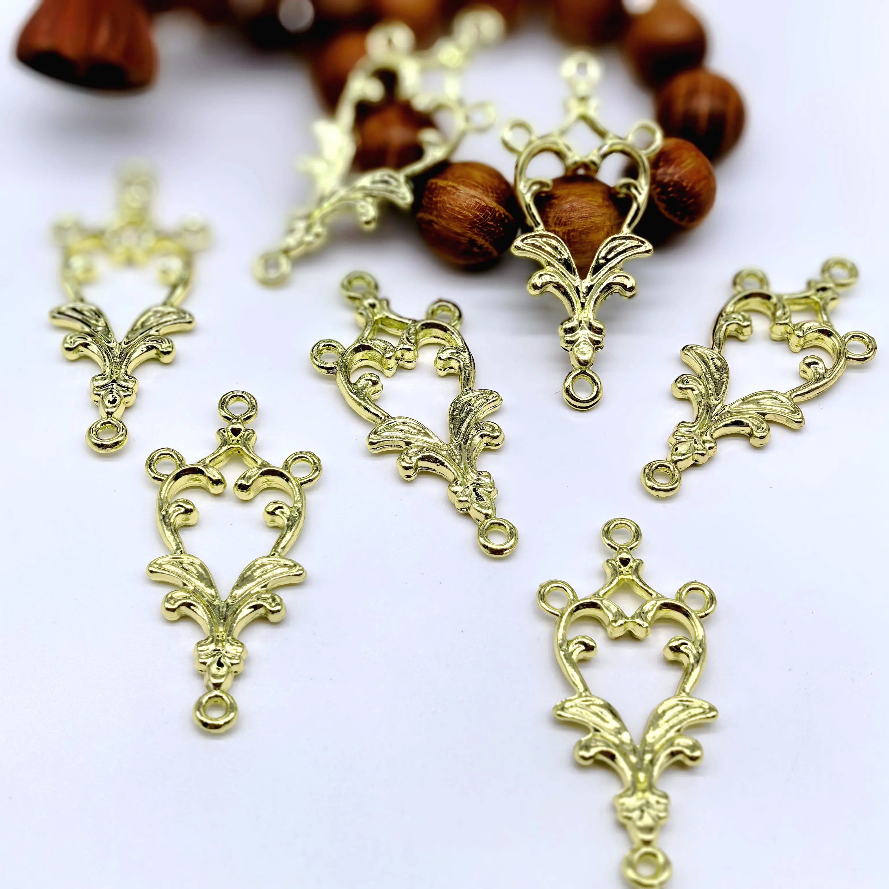 10pcs/lot New Gold Alloy Pendant Buttons Left Right Symmetrical Bridal Hair Earrings Necklaces Jewelry Accessories